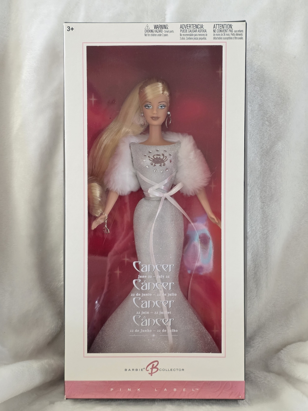 Vintage 2004 Pink Label Cancer Barbie Doll Zodiac Collection NRFB